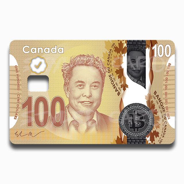 100 bill of Elon musk debit card sticker - Styledcards
