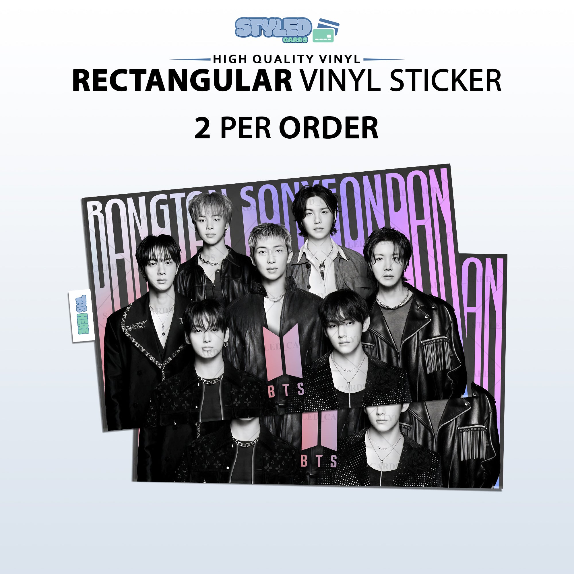 BTS Rectangular Vinyl Stickers - Styledcards