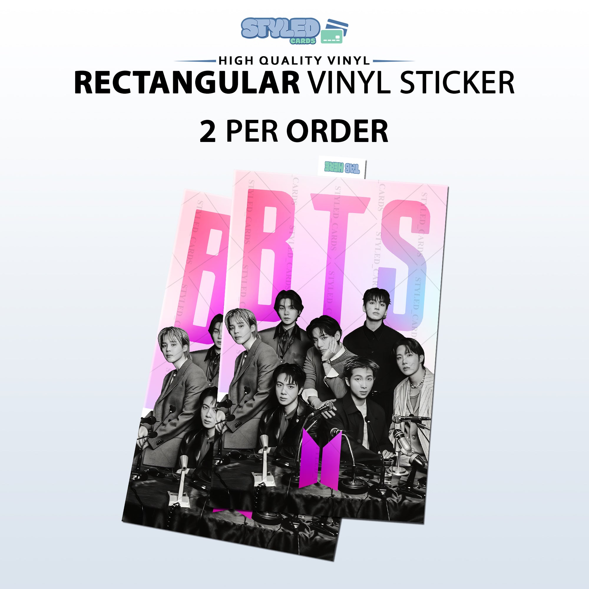 BTS Rectangular Vinyl Stickers - Styledcards