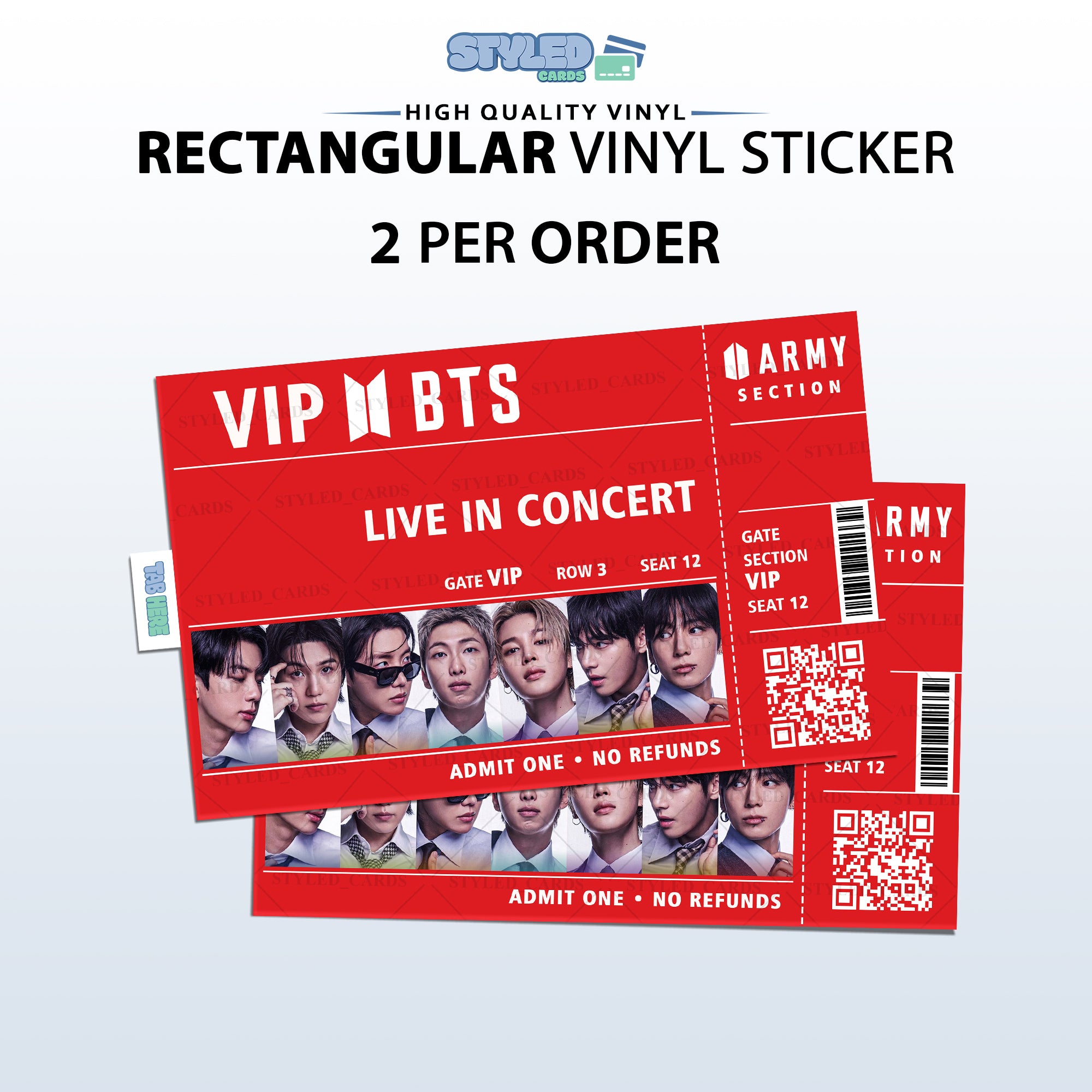 BTS Rectangular Vinyl Stickers - Styledcards