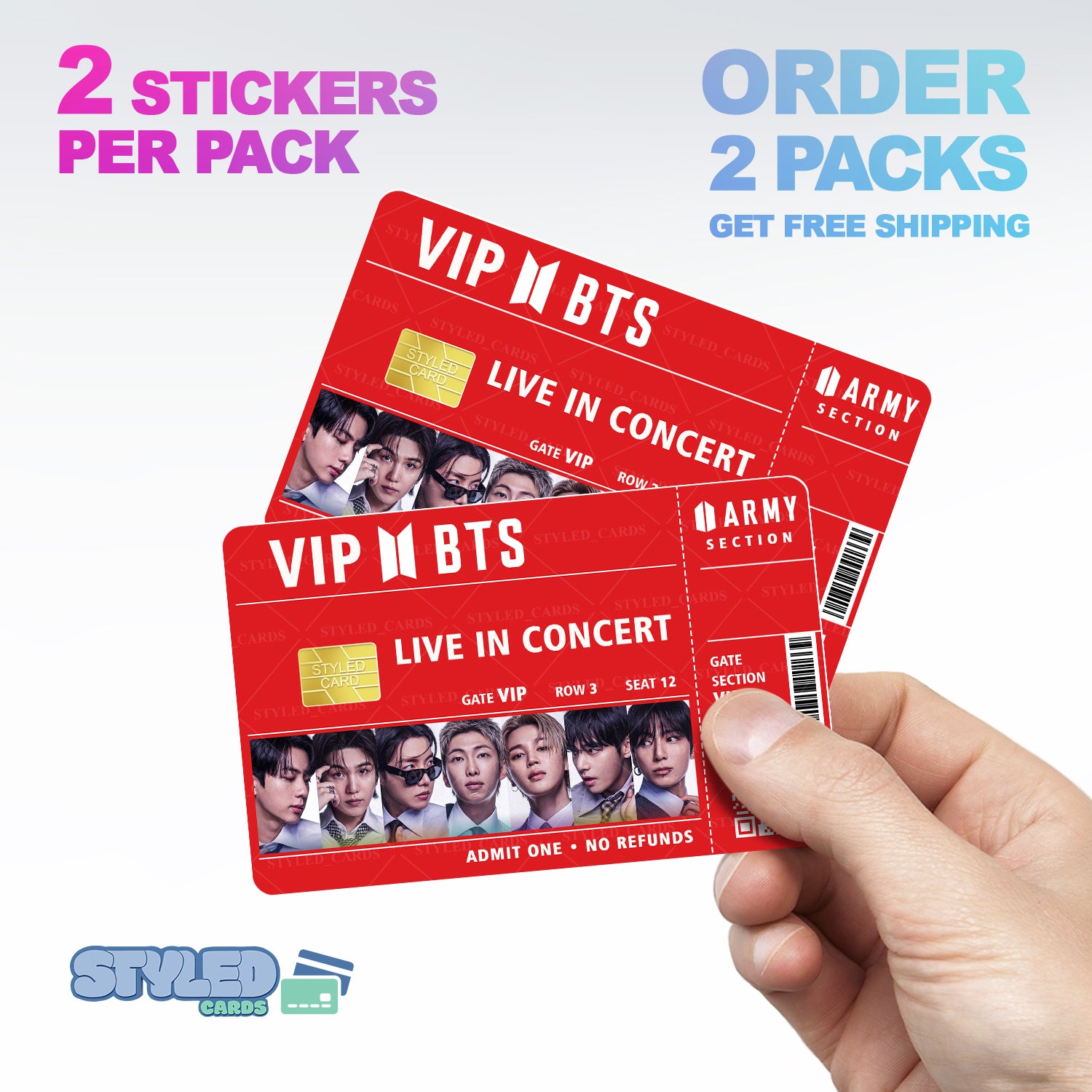 BTS Rectangular Vinyl Stickers - Styledcards