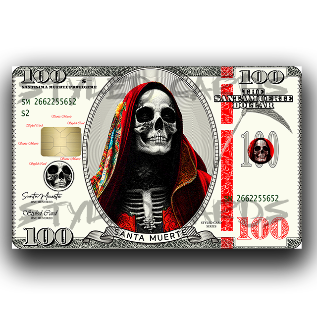 100 USA billete Santa Muerte debit card sticker - Styledcards
